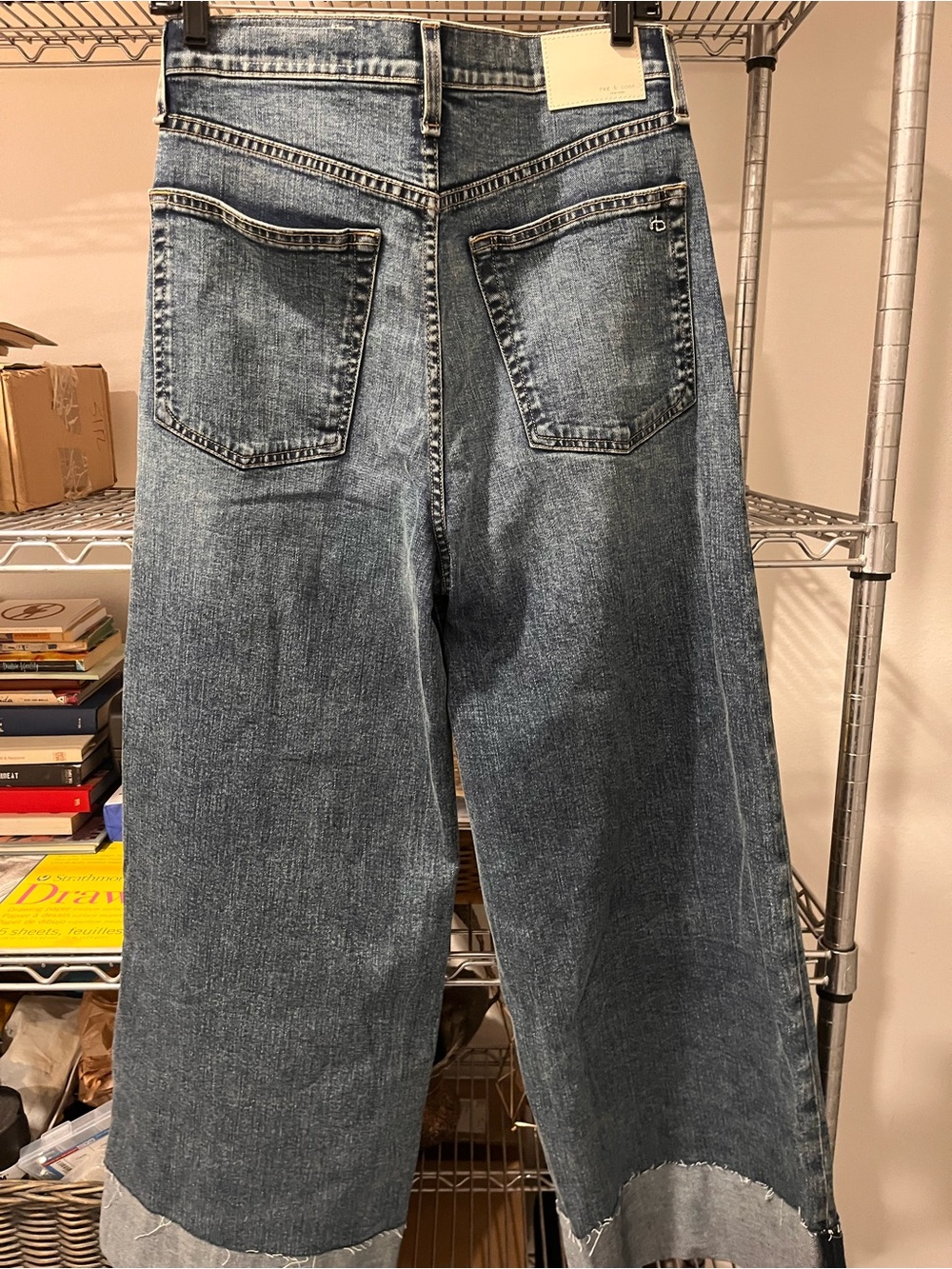 Sofia rag & bone Wide-Leg Cuffed Denim in Medium Blue - Picture 4 of 4